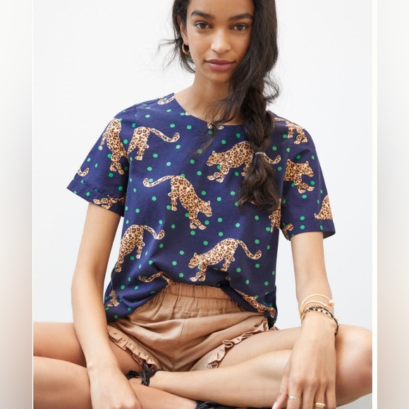 Anthropologie Tops - Anthropologie Maeve Tee Polka Dot Leopard Print Size Small